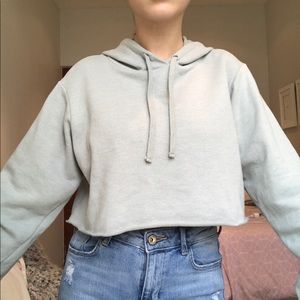 ZARA cropped blue-gray hoodie